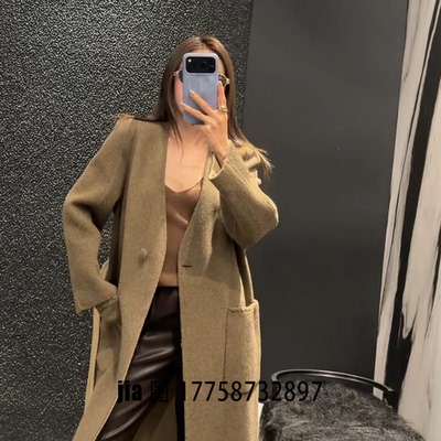 2026新品中长款无领咖啡色大衣外套女 价私