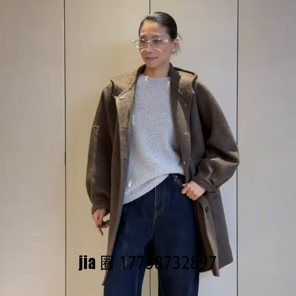 2025秋冬新品中长款连帽羊绒大衣外套女  价私问