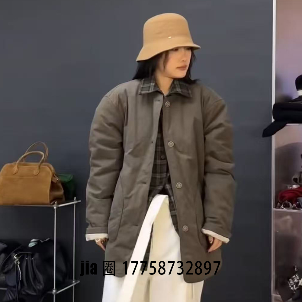 2025秋冬新品格子拼色棉服宽松外套女  价私问