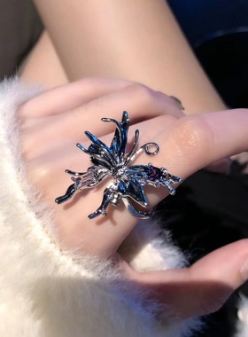 金属大蝴蝶夸张戒指女时尚个性冷淡风小众高级感独特装饰食指戒