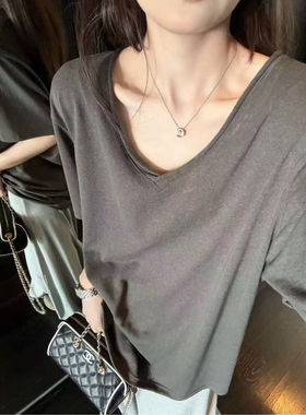 JCMM JANE 0324 ON设计师款卷边V领针织短袖5531-A179