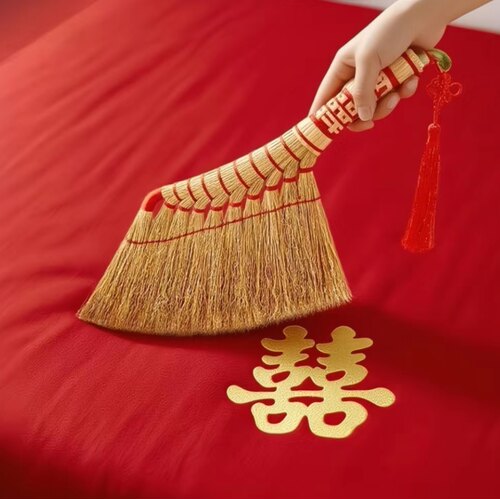 老式结婚用床刷高粱苗笤帚