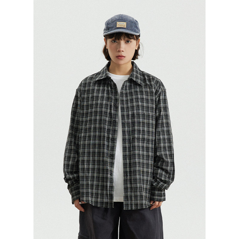 GoodNorth2025日系复古格子衬衫男女同款春秋长袖宽松中性风衬衣,女装/女士精品,衬衫,淘宝优惠券,粉丝福利购,淘宝优惠卷