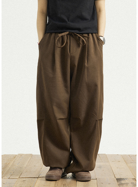 GoodNorth秋季复古咖色裤子男女款宽松慵懒bf风直筒显瘦休闲长裤