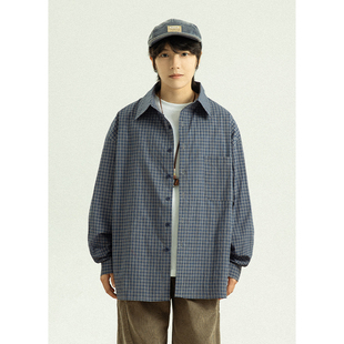 衬衣休闲上衣 中性风宽松长袖 GoodNorth日系复古格子衬衫 男女同款