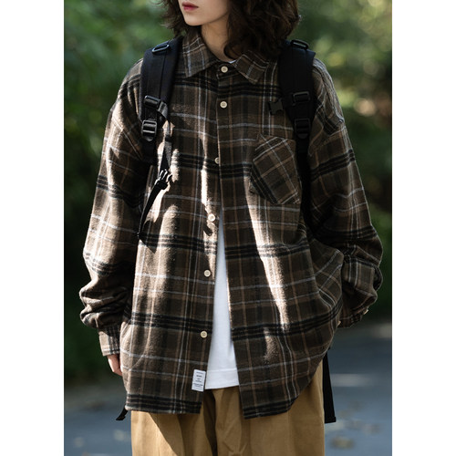 GoodNorth宽松日系复古毛呢衬衫