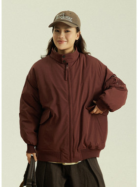 GoodNorth红色立领工装棉服外套