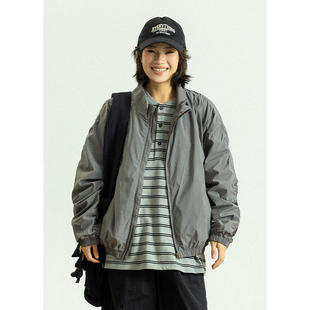 褶皱休闲拉链夹克 春季 GoodNorth美式 复古廓形宽松立领外套男女款