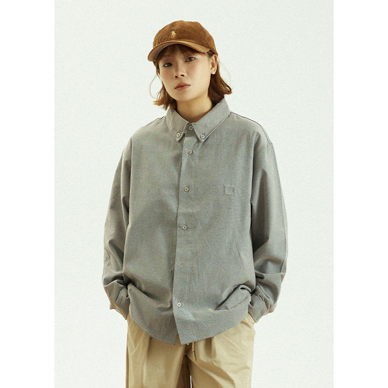 GoodNorth日系复古简约长袖衬衫