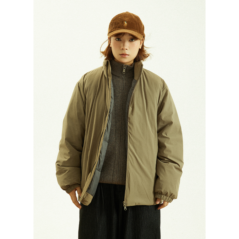 GoodNorth冬季保暖立领羽绒服男女款宽松日系复古简约白鸭绒外套 - 封面