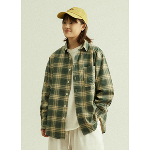 GoodNorth 春秋日系中性风复古格子衬衫男女同款宽松长袖衬衣外套