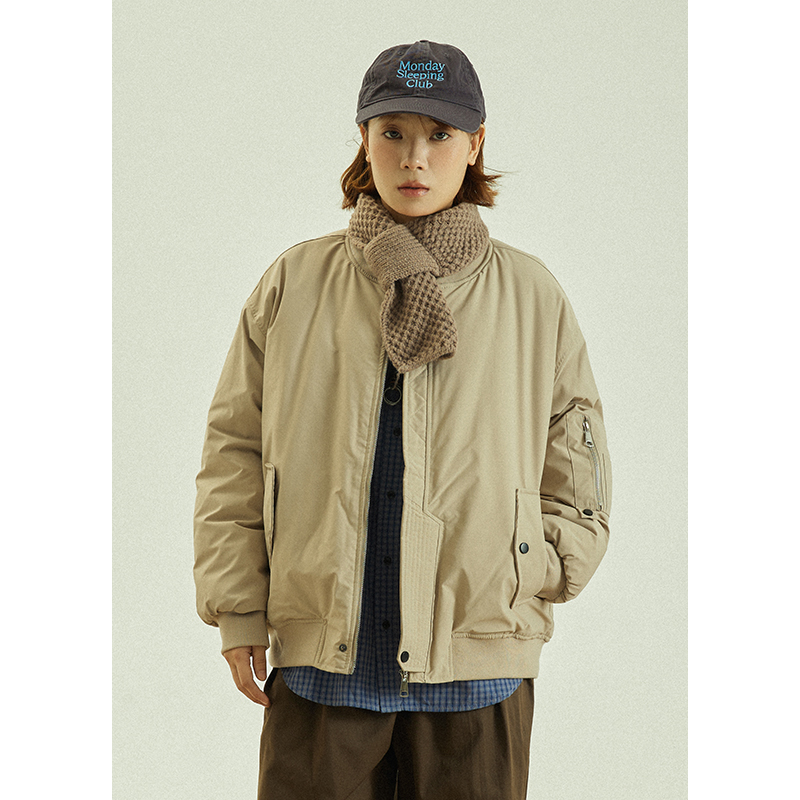 GoodNorth日系棒球领棉服外套