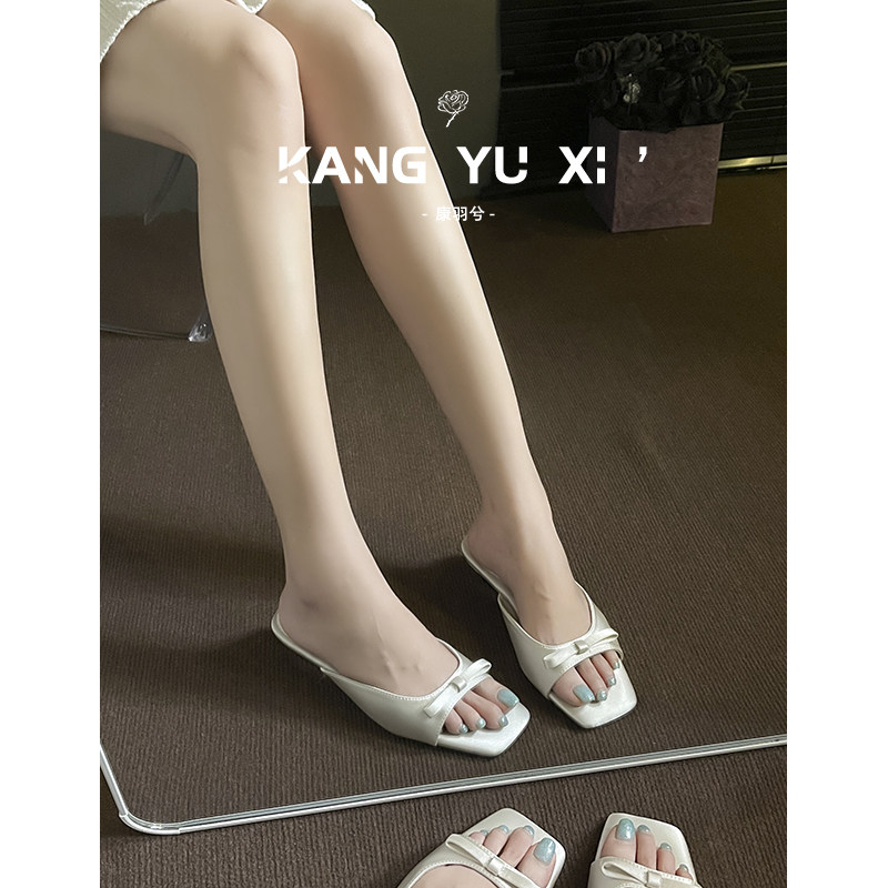 康羽兮丨绝美绸缎凉鞋女蝴蝶结图片