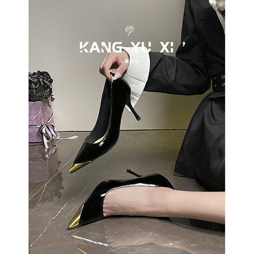 【店主康羽兮】设计感黑色高跟鞋