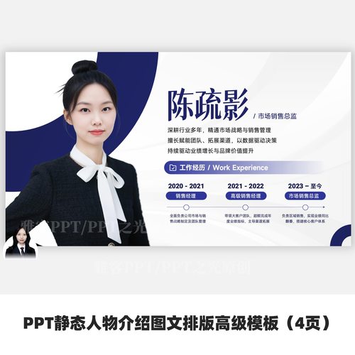 PPT静态人物介绍图文排版高级模板（4页）