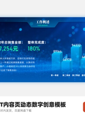 PPT工作汇报动态数字创意展示模板（仅支持WPS最新版展示）