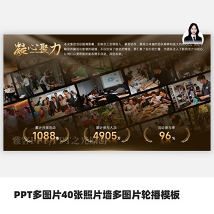 PPT电影级大气多图片40张照片墙多图片轮播模板