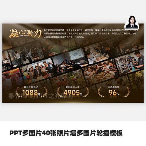 PPT电影级大气多图片40张照片墙多图片轮播模板