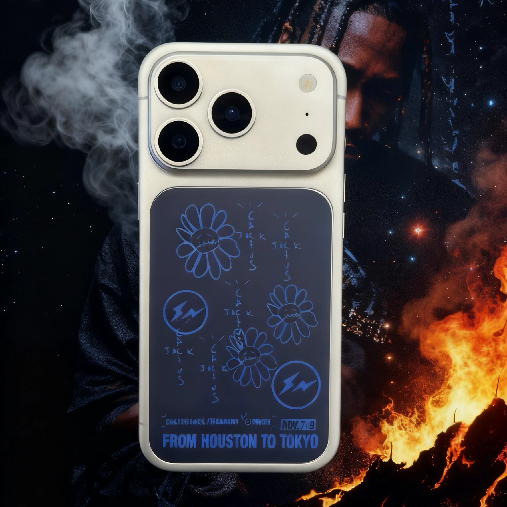 TravisScott村上隆藤原浩闪电三方联名 iPhone17pro背面贴纸