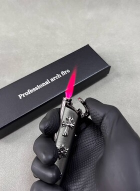 创意十字克罗芯打火机 金属可充气个性送男生礼物粉色火焰高级感