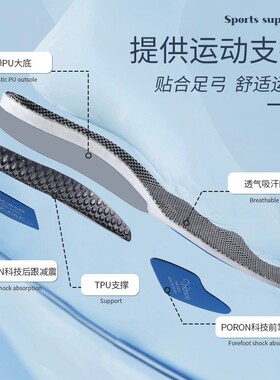 poron舒适运动鞋垫男篮球女跑步足球高弹缓震透气吸汗软底鞋垫