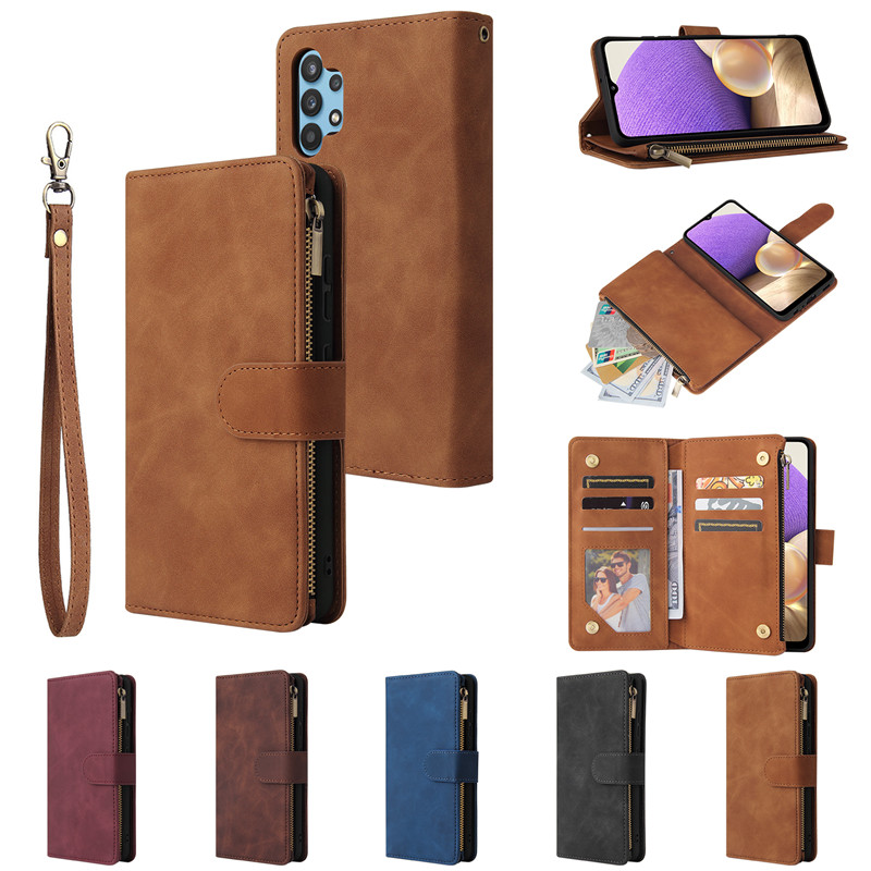 适用于三星A32 5G手机壳SM-A326B拉链钱包款A32 4G翻盖A325F皮套