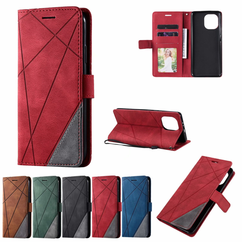 适用于小米11手机壳。xiaomi11拼色皮套M2011K2C硅胶全包翻盖防摔