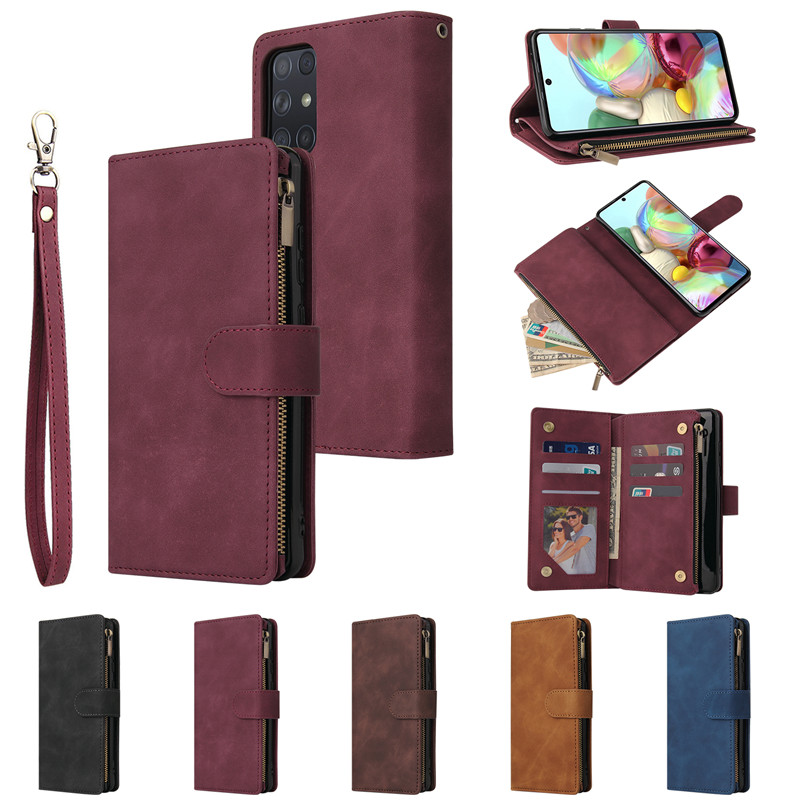 适用于三星A72手机壳5G版GalaxyA72 4G海外版拉链钱包款翻盖皮套