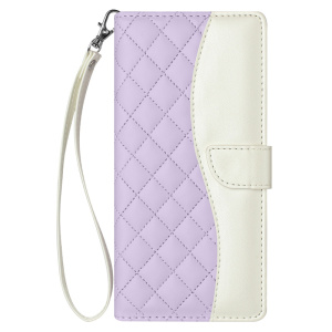 适用于三星Galaxy J730/J7 2017手机套拼接撞色菱形格纹保护套翻盖皮套软硅胶外壳全包边防摔插卡支架配手绳