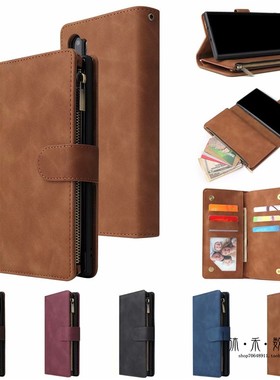 适用于三星galaxy note 9 10 + plus pro lite 20 ultra手机套多插卡拉链钱包款保护皮套手包软胶内壳磨砂PU