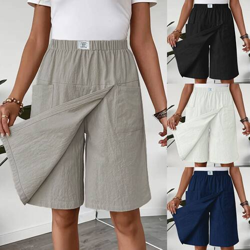 欧美跨境2025新款亚马逊TEMUwish希音外贸女装口袋休闲短裤裙裤女