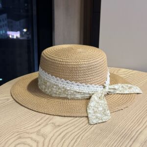 法式宽檐草帽女夏季蕾丝蝴蝶结防晒遮阳帽度假显脸小气质款春季潮