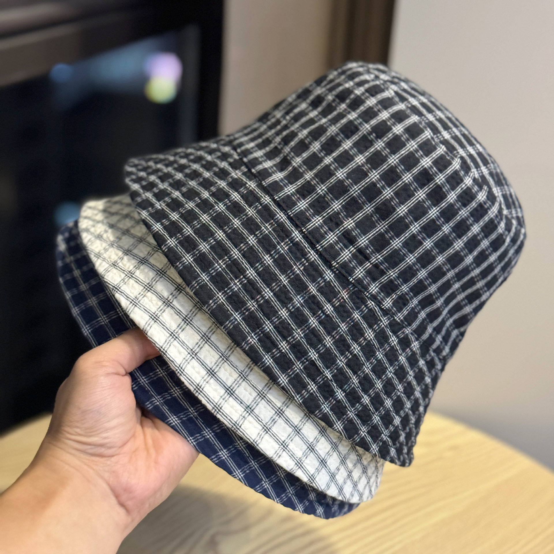 韩版东大门新款渔夫帽女日系格子盆帽休闲百搭夏季遮阳防晒帽子潮