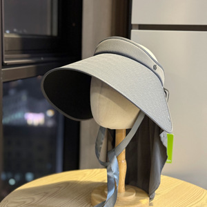 新款遮阳帽女夏季防晒防紫外线丝绒黑胶空顶帽子大帽檐披肩一体潮