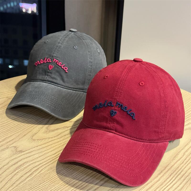 ins风时尚韩版字母爱心刺绣水洗做旧棒球帽女青年出游百搭鸭舌帽