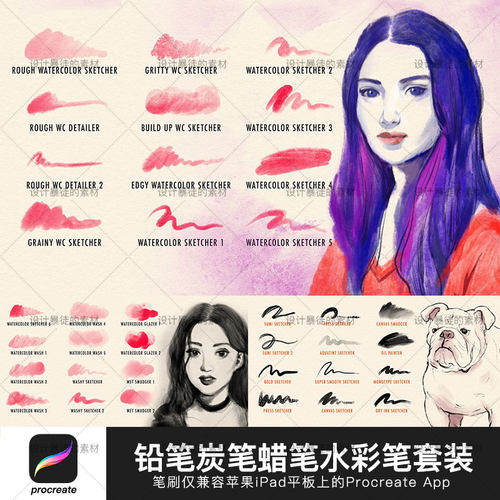 procreate笔刷ipad铅笔素描水彩蜡笔厚涂手绘插画绘本素材推荐