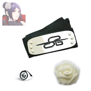 晓组织 小南cosplay 云隐版叛忍护额 白字戒指 头花 女忍者配饰