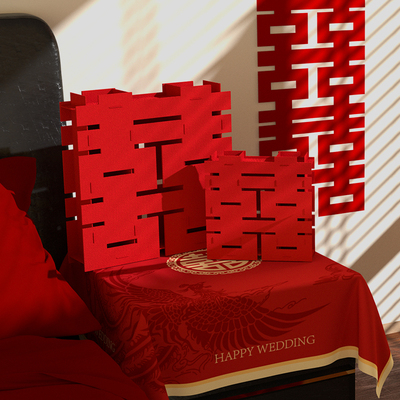 结婚超大喜字落地立体摆件婚房客厅囍字立式订婚婚礼布置装饰套装