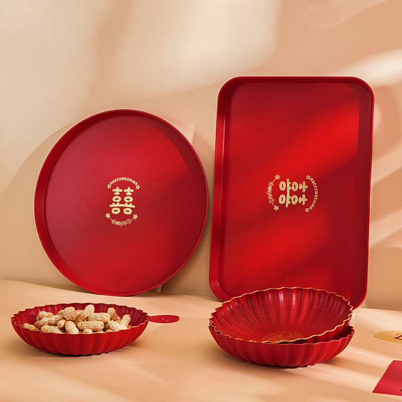 中式男方女方结婚专用托盘