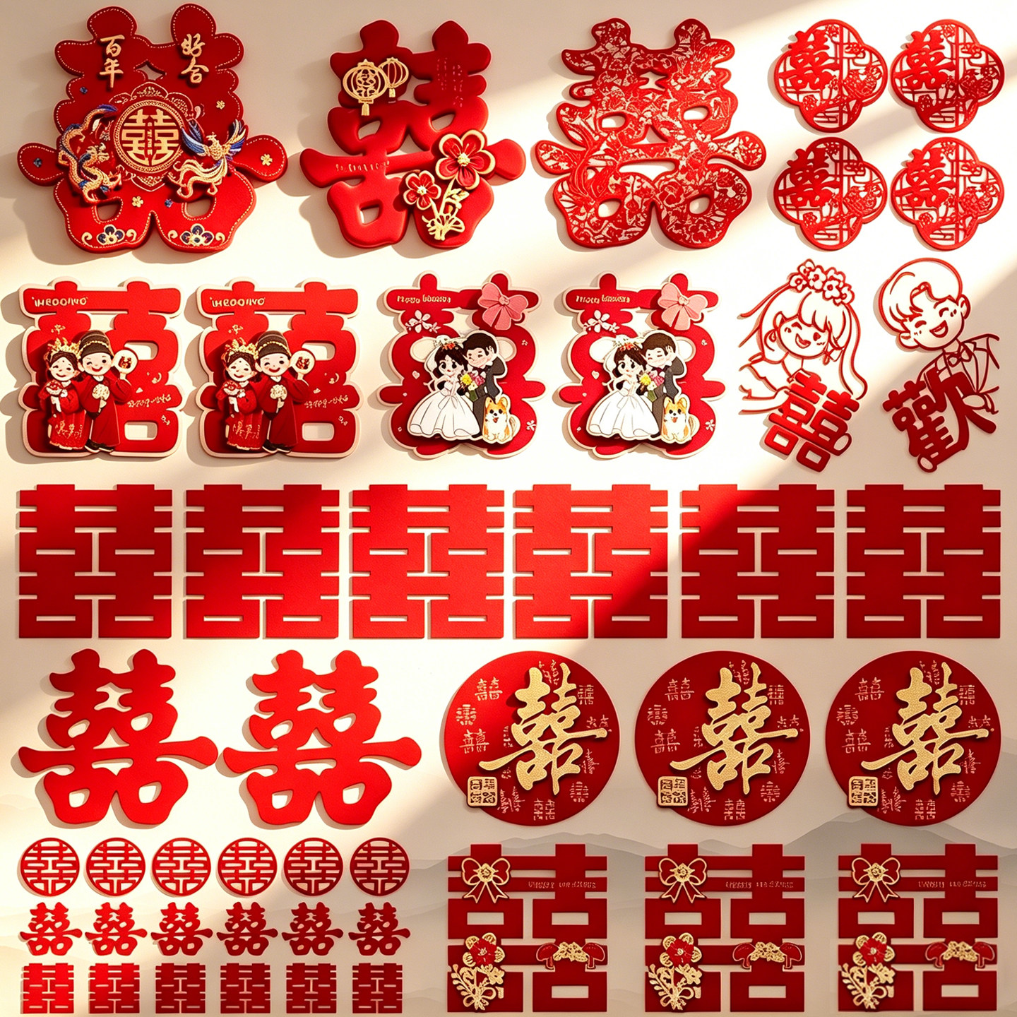 喜字贴结婚专用全套婚房布置装饰婚礼红囍字贴纸门贴婚庆用品套装