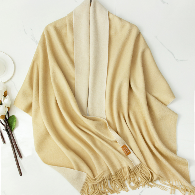 内蒙古双面双色羊绒围巾披肩