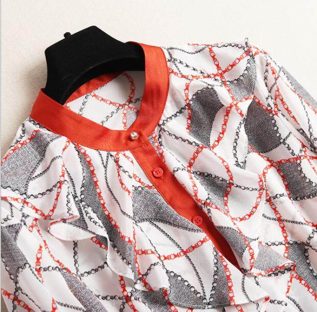 New summer spring!Light extravagance Real silk Stand collar printing Lotus leaf Straight Long sleeve shirt shirtin the Women's clothing/Boutique , Shirt  category - from Buy2taobao.com to provide professional Taobao agent buy service