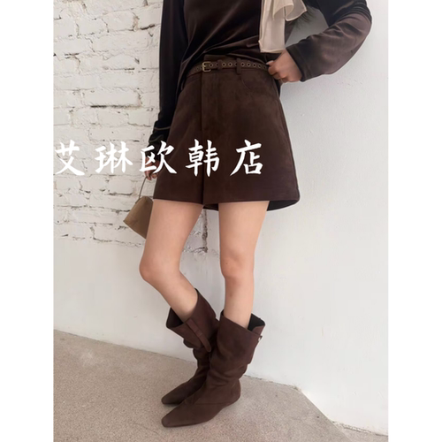 土布鱼8271秋款腰带休闲短裤女