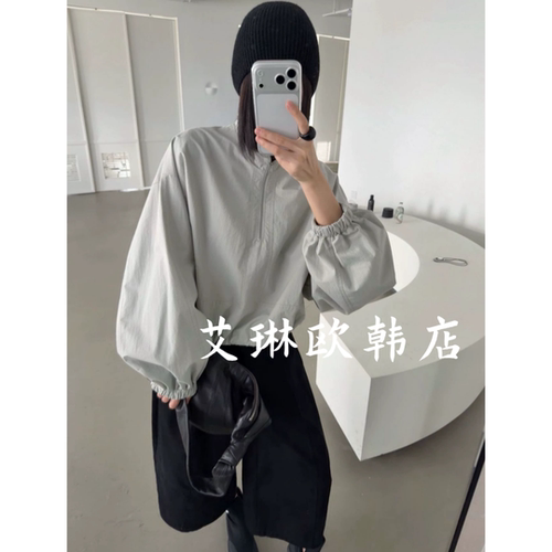 月亮家54126秋款半拉链短外套女