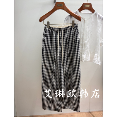 66336松紧腰直筒阔腿休闲裤