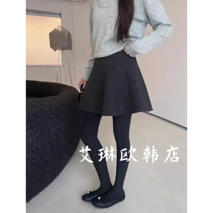 松紧腰显瘦亮丝羊毛呢半身裙短裙女 新款 12.17 土布鱼7522冬装