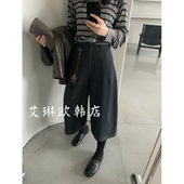 福利浅之夏QZX10581小狗挂件七分牛仔阔腿裤 高腰小个子 女韩系秋款