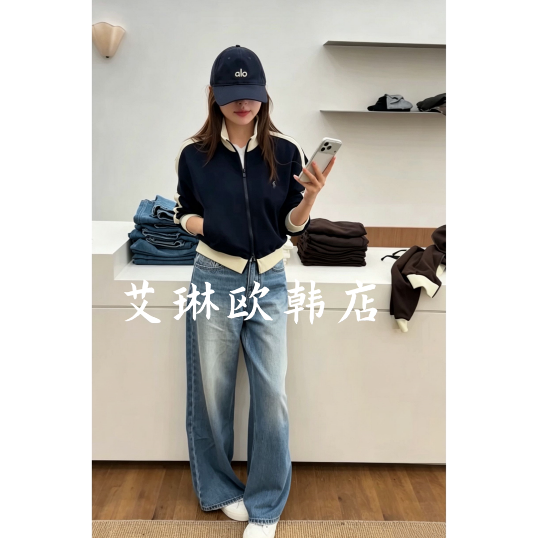 LIYUNZHEN李允珍8751学院风刺绣撞色立领外套女秋新款小个子上衣