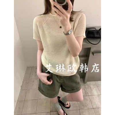 7232欧货夏款短袖薄款针织衫女