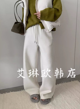 10.29~卡蔓韩标31161冬款韩系慵懒感加绒加厚直筒阔腿裤糯米裤女